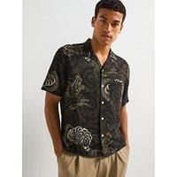 Allsaints All Saints Sidewinder Short Sleeve Hawaiian Shirt - Kelp Green