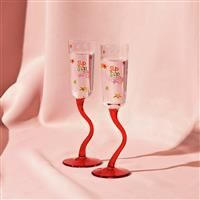 Raspberry Blossom Set of 2 Stem Flute Glasses