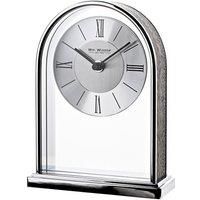 Widdop Chrome & Wood Veneer Mantel Clock with Roman Dial & Ultra-Precise Quartz Movement