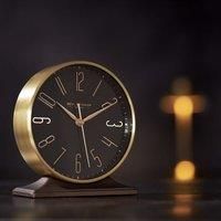 Mantel Clock with Alarm Black & Gold Wm Widdop W2945