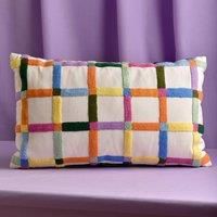Hestia Raspberry Blossom Rectangular Tufted Cotton Patterned Cushion