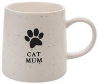 Cat Mum / Dad Stoneware Mug with Black Paw Print Design