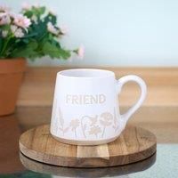 White Floral Mug 'Friend'