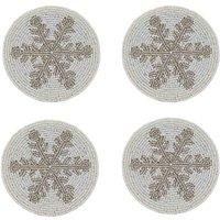 Glass Beaded Snowflake Coasters - Set Of 4
