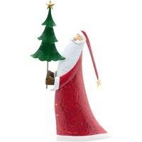 The Seasonal Gift Co. Metal Santa With Tree Ornament, Red
