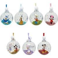 Disney Mickey and Friends Set of 7 Christmas Tree Baubles with Ribbon Twine