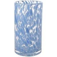 Widdop and Co Hestia Blue Glass Tall Confetii Vase - 19cm x 10cm x 10cm - Beautiful Design - Slim Decorative Vase for Long Stemmed Flowers, Home, Kitchen, Office