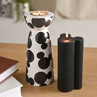 Disney - Mickey Mouse Shapes Tall Tealight Holder - Officially Licensed Mercendise - Black/White Speckled Ceramic Candle Holder - Homewear & Decor Gifting/Present. H:19.5cm x W: 8cm x D:8cm.