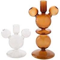 Disney Set Of 2 Mickey Shaped Glass Taper Candle Holders, none