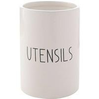 Widdop and Co Hestia White Dolomite Servewear Set - Utensil Pot 18cm x 13cm x 13cm - Contemporary Stylish Tableware - Lovely Gift Idea Housewarming Dining Dishes Serving