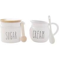Widdop and Co Hestia White Dolomite Servewear Set - Sugar Pot and Cream Jug - Contemporary Stylish Tableware - Lovely Gift Idea Housewarming Dining Dishes Serving