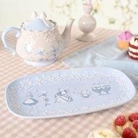 Disney - Alice in Wonderland - Ceramic Serving Plate - Alice, Mad Hatter, White Rabbit & Red Queen - Decor and Homeware for Garden Party Serving & Dining. H: 3cm x W: 30cm x D: 17cm