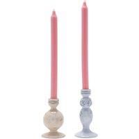 Disney - Alice In Wonderland - Set of 2 Taper Candle Holders - Cheshire Cat & Roses Motif - Decor and Homeware for Movie Lovers, Bedroom, Kitchen, Bathroom & Dining Room. H:15cm x W:8cm x D:8cm.