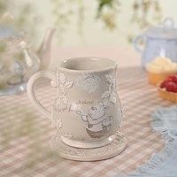 Disney - Alice in Wonderland - Ceramic Pink Embossed Mug - The White Rabbit - /'Oh! My Fur and Whiskers/' Decor & Homeware for Kitchen, Garden Party Serving & Dining H: 10cm x W: 12cm x D: 9cm.