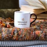 Widdop and Co. - Country Living - White/Red Glazed Ceramic Mug Cup 300ml - Snuggle Season. Home Decor Gifting for Tea, Coffee, Kitchen & Dining Room + Fall & Nature Lovers - 10.5oz.