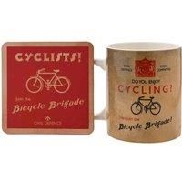 Civil Defence Bicycle Brigade Mug And Coaster Set, White