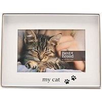 Widdop & Co. - Best of Breed - Silver Photo Picture Frame - Horizontal Self-Standing Single Aperture - /'My Cat/' Paw Print Design - 6" x 4" Gifting & Homeware for Animal, Cat & Pet Lovers.