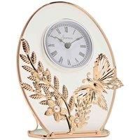 Sophia Classic Collection - Gold Butterfly Quartz Mantel Clock with Embossed Floral Design. Beautiful Home Decor Gifting for Living Room, Bedroom or Dining Room. H:16.5 x W:12.5 x D:4.5 cm