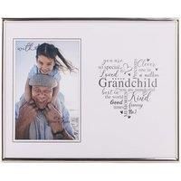 With Love - Silver Heart Frame 4" x 6" - Grandchild - Horizontal Single Aperture Free-Standing Easel Back Frame - Birth, New Child, Grandmothers & Pregnancy Gifting & Homeware - H: 25 x W: 21cm.
