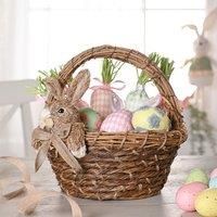 Rustic Woven Bunny Basket – Eggs-traordinary Gift Co. Spring Basket with Bunny Character | Decorative Easter Homeware for Gifting, Display & Farmhouse Decor - H: 26 x W: 27cm