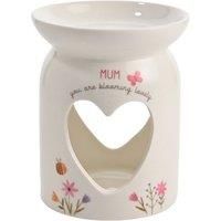 Love Life - Wax Melt Ceramic White Burner - Mum - Mother/'s Day & Birthday Gifting & Homeware - Floral & Bee Detailing - H: 11cm x W: 8cm.