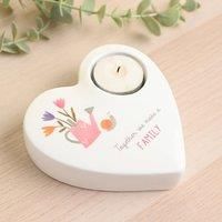 Love Life Ceramic Tea Light Candle Holder Family