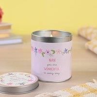 Love Life - Yellow Tin Candle - /'Nan You are Wonderful/' - Berry Scent - Mother/'s Day & Birthday Positivity Gifting & Homeware - Removable Lid & Floral Detail - H: 8cm x W: 8cm.