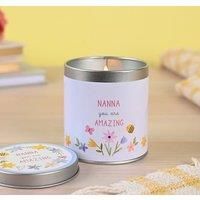 Love Life - Yellow Tin Candle - /'Nanna You are Amazing/' - Berry Scent - Mother/'s Day & Birthday Positivity Gifting & Homeware - Removable Lid & Floral Detail - H: 8.5cm x W: 8cm.