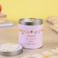 Love Life - Yellow Tin Candle - Grandma - Berry Scented - Mother/'s Day & Birthday Positivity Gifting & Homeware - Removable Lid & Floral Detail - H: 8cm x W: 8cm.