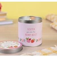 Love Life - Yellow Tin Candle - /'Sister You are The Berry Best/' - Berry Scent - Mother/'s Day & Birthday Positivity Gifting & Homeware - Removable Lid & Floral Detail - H: 8.5cm x W: 8cm.