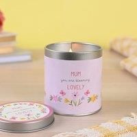 Love Life - Yellow Tin Candle - /'Mum You are Blooming Lovely/' - Berry Scent - Mother/'s Day & Birthday Positivity Gifting & Homeware - Removable Lid & Floral Detail - H: 8cm x W: 8cm.