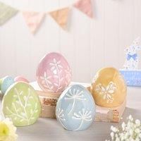 Eggs-traordinary Gift Co. Set of 4 Pastel Ceramic Egg Ornaments