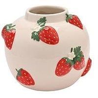 The Cottage Garden Hand Painted Vase Large – Strawberry | Ceramic Bud with Red Fruit Design | Country Farmhouse Style Decorative Flower Vase for Rustic or Cottagecore Home Décor