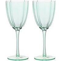Hestia Scallop Wine Glass Set Of 2 - Green