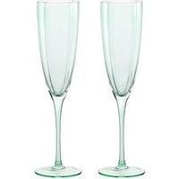 Hestia Scallop Champagne Glass Set Of 2 - Green
