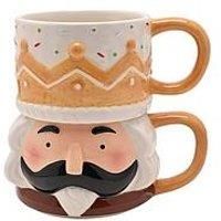 The Christmas Gift Co Santa & Friends Ceramic Gingerbread Nutcracker Stacking Mugs