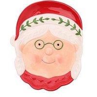 The Christmas Gift Co Santa & Friends Ceramic Nordic Plate - Mr Claus Wearing Glasses