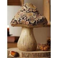 Country Living Country Living Wood Effect Mushroom With Log - 20Cms