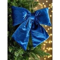 Set Of 4 Christmas Tree Bows - Dark Blue