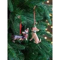 Dachshund And Dog Hanging Christmas Tree Ornaments - Set Of 2