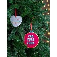 The Christmas Gift Co Set Of 2 Ceramic Christmas Tree Ornaments - Heart & Circle