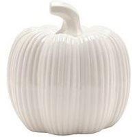 Country Living Set of 2 Tall White Ceramic Pumpkin Ornaments