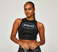 Mercier Womens Maison Stitch Corset Crop Top - Black - Size XL