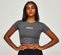 Hoodrich Womens Glide Rhinestone Baby T-Shirt - Grey - Size M