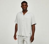 Belier Seersucker Short Sleeve Shirt - Grey - Size XL