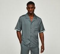 Belier Chain Print Resort Shirt - Green - Size M