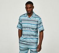 Belier Zag Print Resort Shirt - Green - Size M
