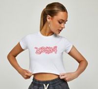 Dripmade Womens Graffiti Spray Baby T-Shirt - White - Size M