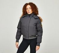 Zavetti Canada Womens Olivia Hooded Bomber Jacket - Grey - Size L