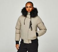 Alessandro Zavetti Womens Vittoria 2.0 Puffer Bomber Jacket - Stone - Size XS